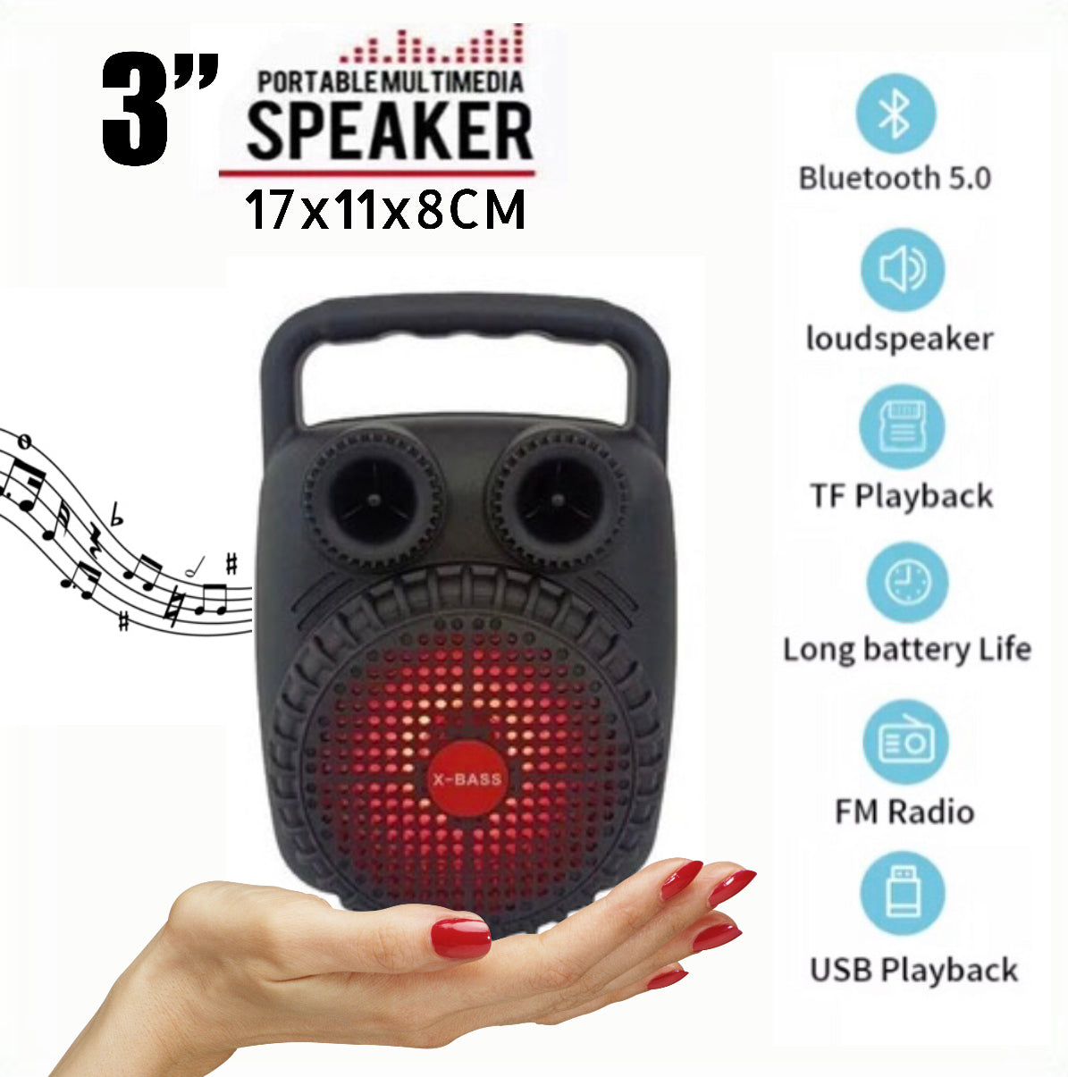 3” Portable Speaker (Buy1 Get 1 Free)