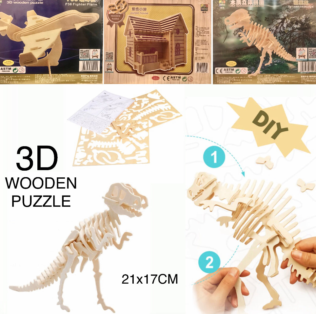 3D Wooden Puzzle (Buy1 Get 1 Free)