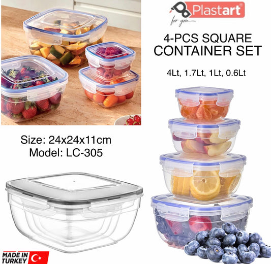 4-Pcs Square Containers (LC-305)