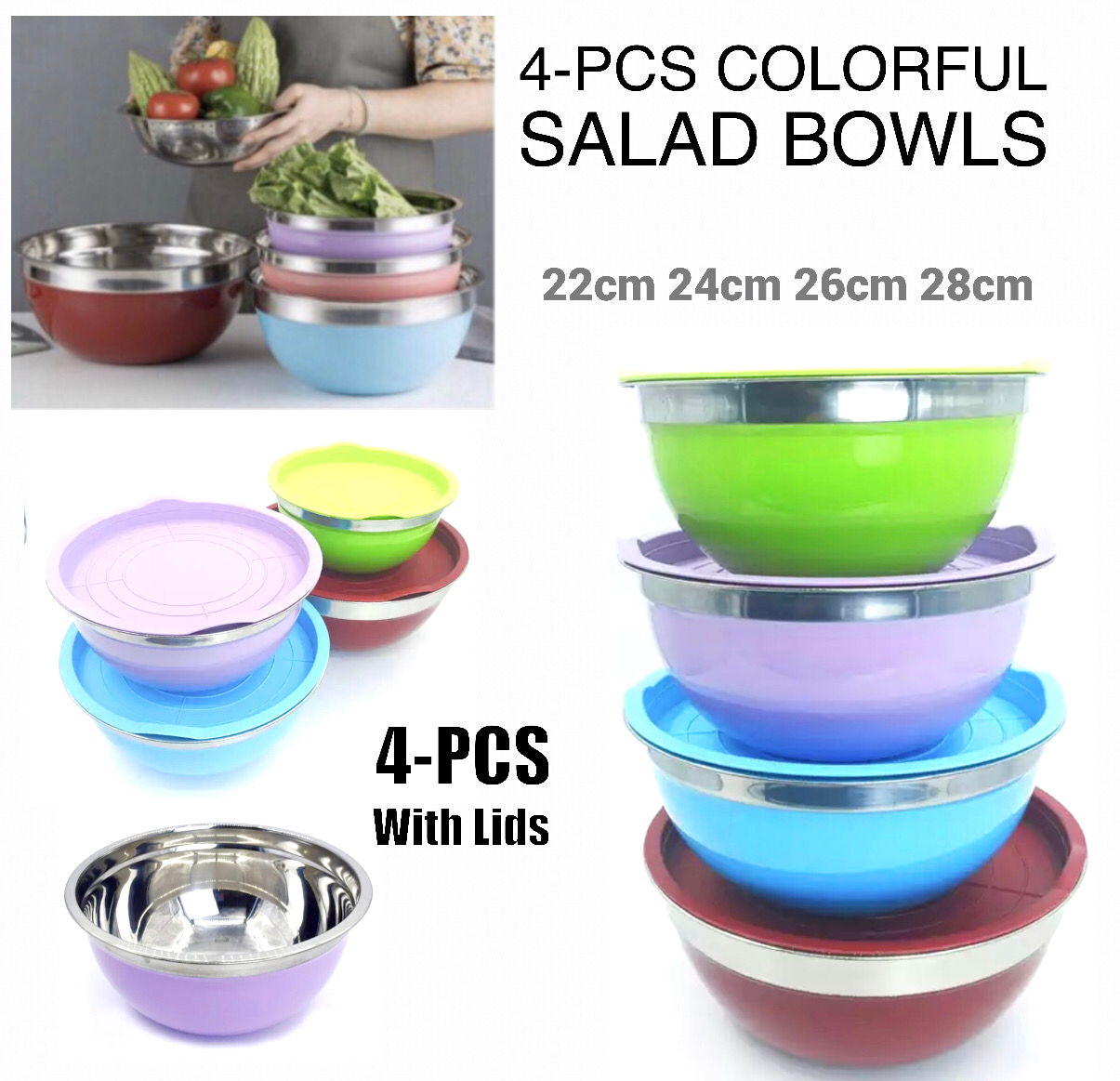 4-Pcs Colorful Bowls