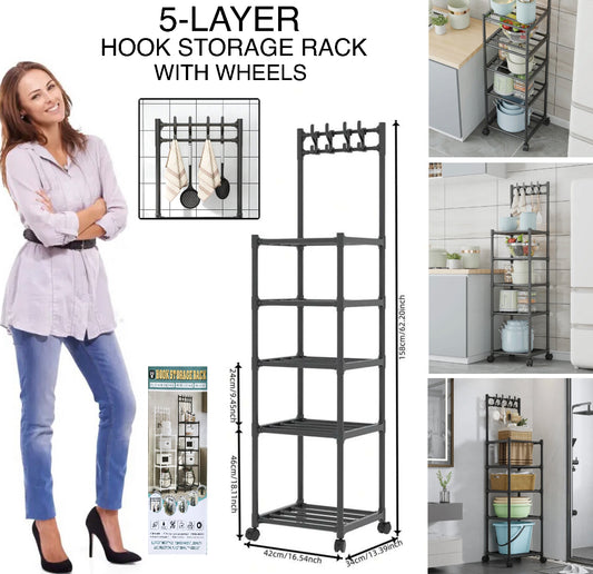5-Layer Hook Rack (White)