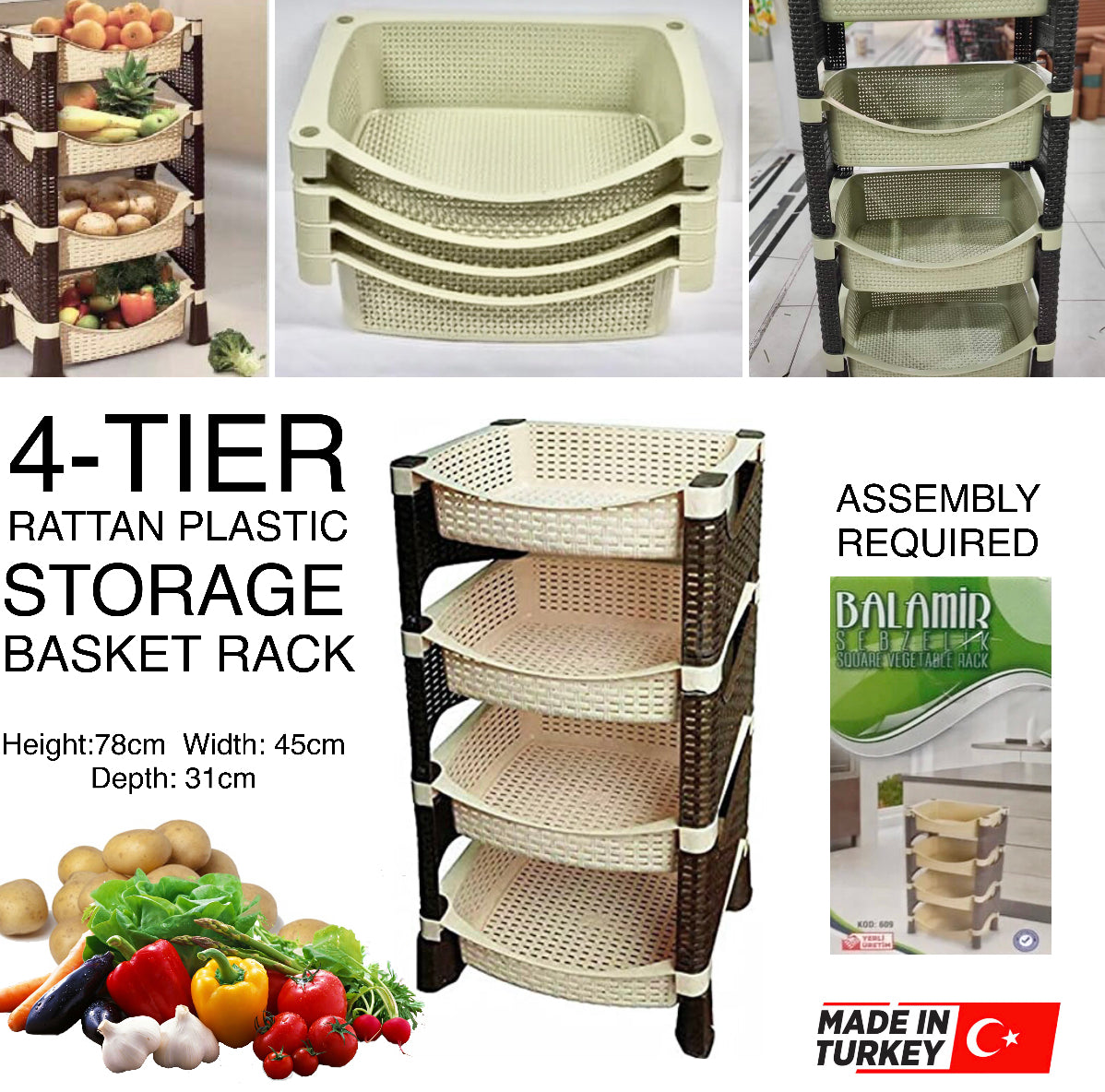 4-Tier Basket Rack