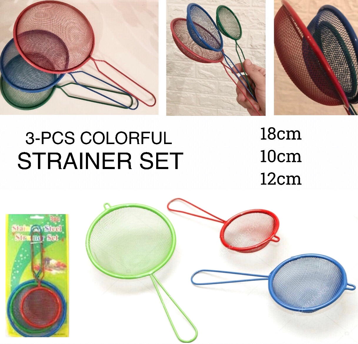3-Pcs Colorful Strainers