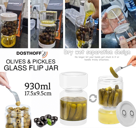 Olive Glass Flip Jar (Brown Lid)