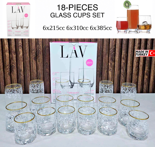 18-Pcs Glass Cups