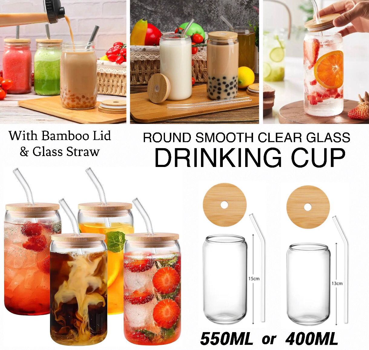Round Glass Cup 550ml