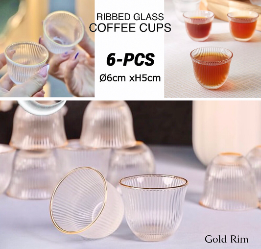 Glass Coffee Cups (Gold Rim)