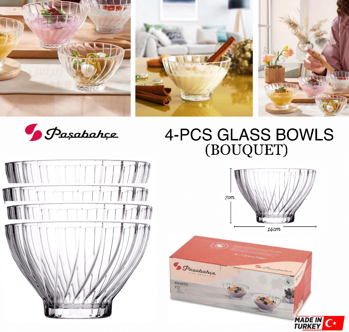 4-Pcs Glass Bowls