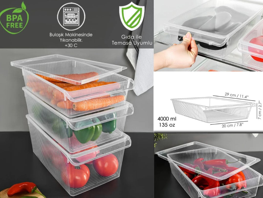 4 L Plastic Refrigirator Organizer Witا Lid