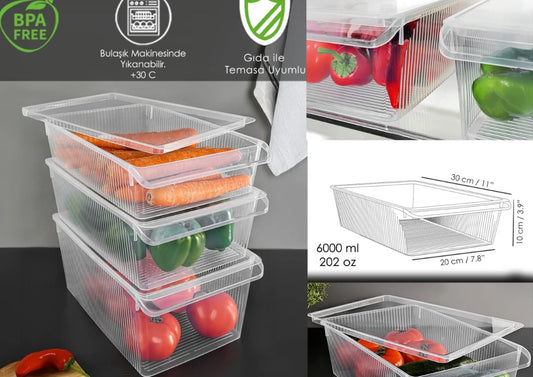 6 L Plastic Refrigirator Organizer Witا Lid