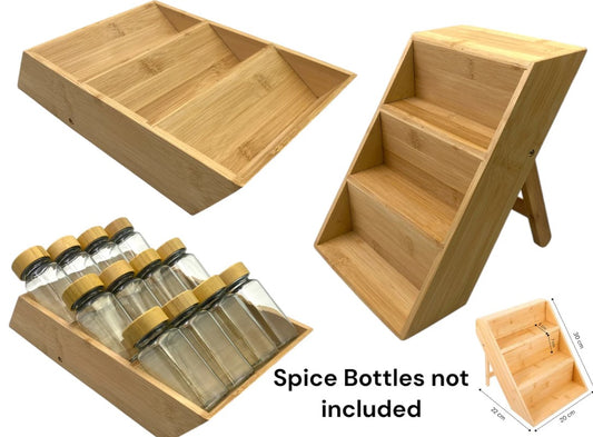 Bamboo Spice Rack without Spice Jars - 2 positions