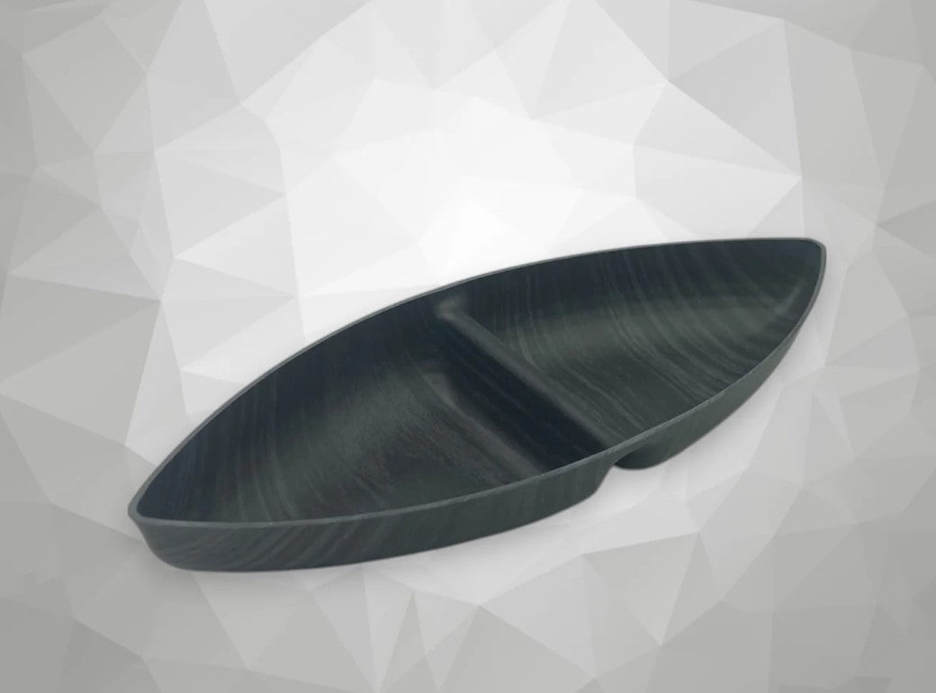 Black Wood Color 2 Compartments Snack Bowl