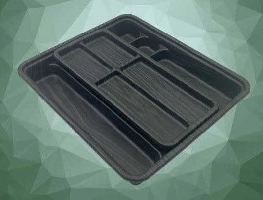 Black Wood Color Sliding Cutlery Tray 36 x 31