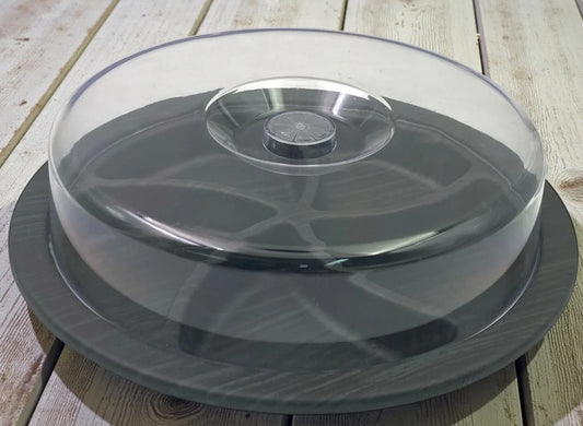 Black Wood Colored Round Divided Dish with Cover