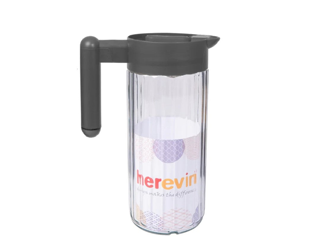 Embossed Glass Jar with Gray Rotating Lid 1.43L