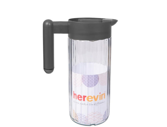 Embossed Glass Jar with Gray Rotating Lid 1.43L