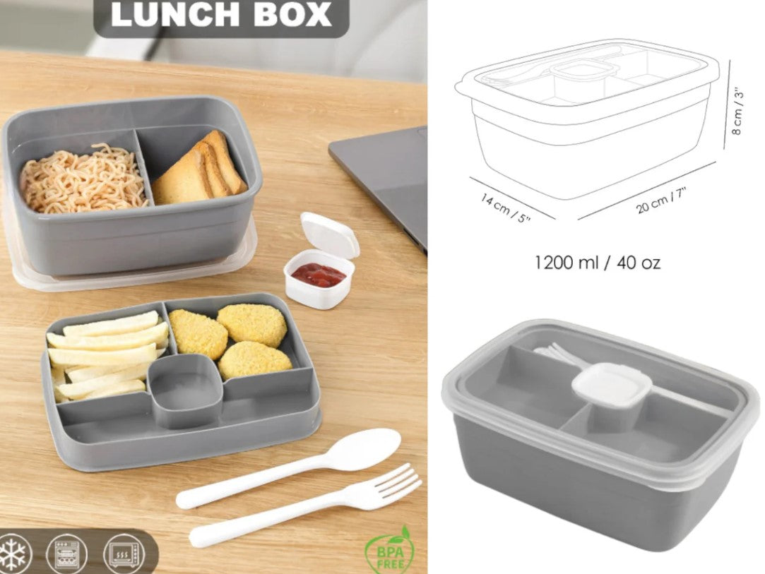 Perfect Lunch Box with 2 Compartments and Divided Tray