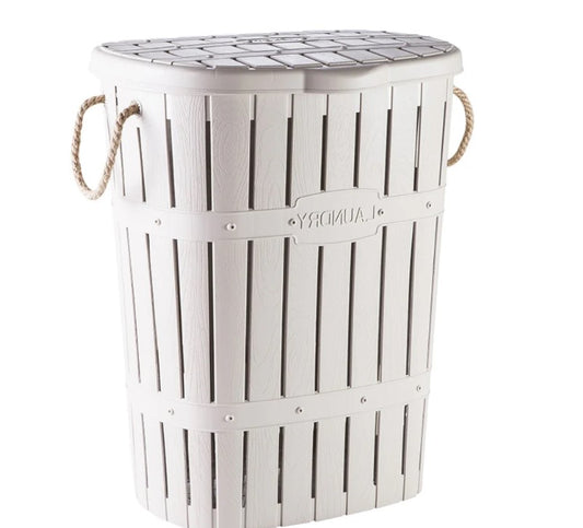 Plastic "Bamboo" Laundry Basket with Natural Ropes