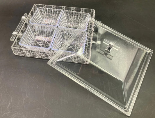 Acrylic Square Condiment Tray with 4 Bowls and Cover
