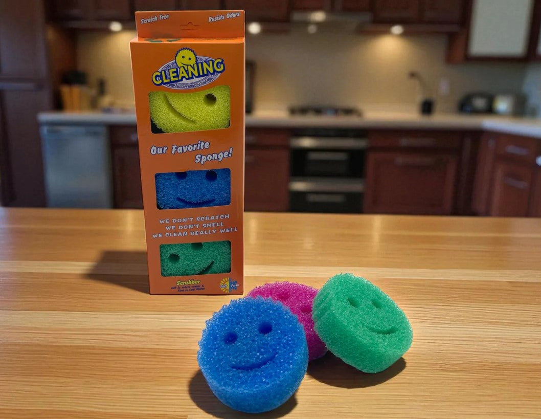 Set of 3 Scrub Smiley Face Sponges