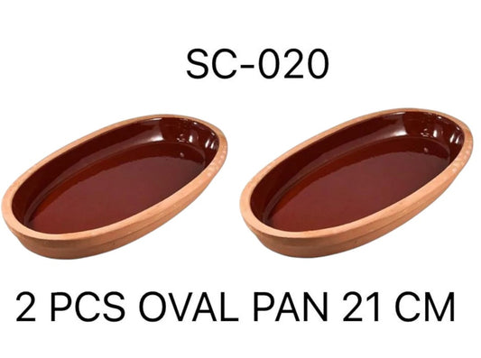 Set of 2 Oval Clay Plates 21 x 11.5 x 3 cm