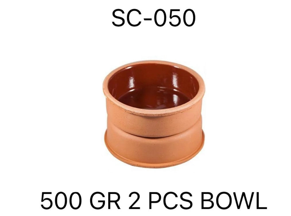 Set of 2 Clay Bowls 14.5 x 5 cm