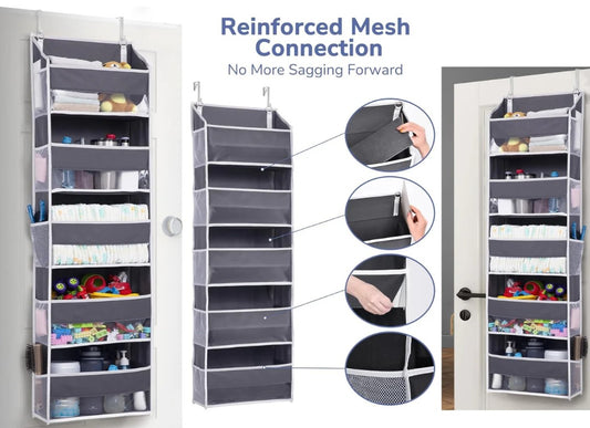 Over Door Organizer with 5 Large Pockets 10 Mesh Pockets