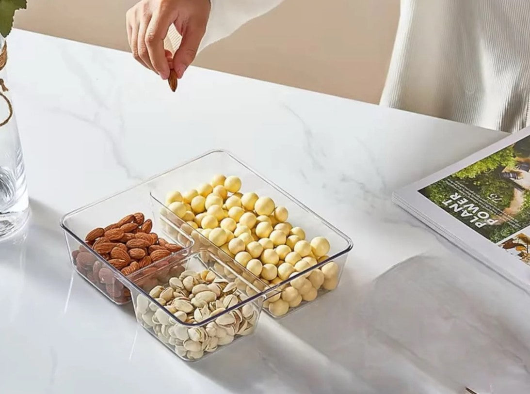Transparent Multifunctional Divided Square Tray 20 cm