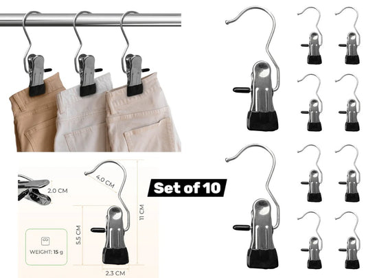 Set of 10 anti-slip clip hangers
