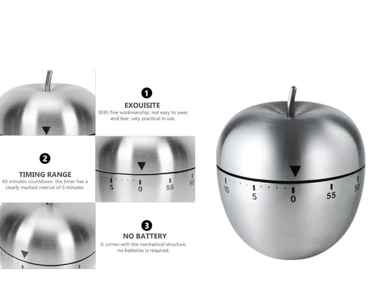 Apple Shaped Stainless Steel Kitchen Timer