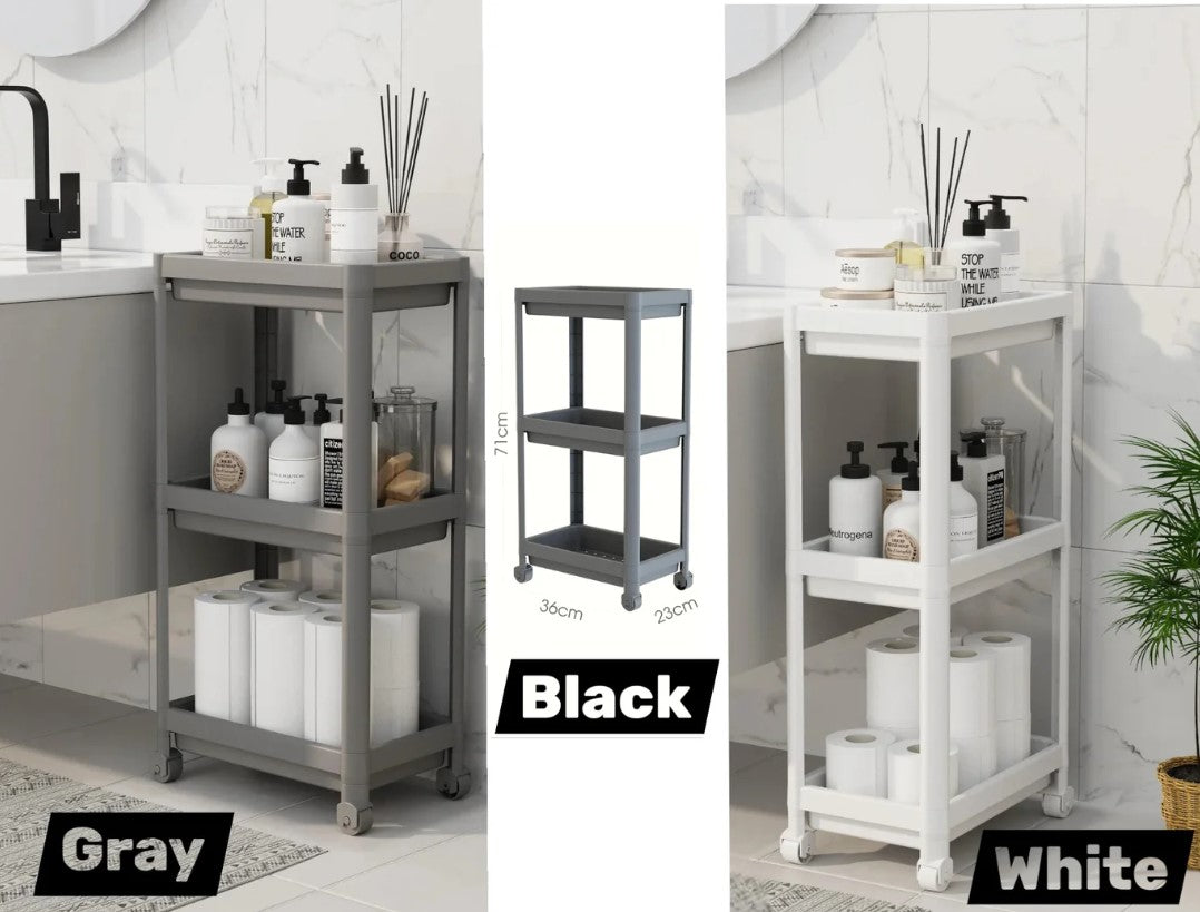 Multipurpose 3 tiers shelving unit with wheels