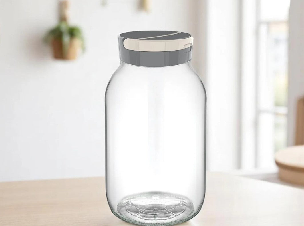Glass Jar 3L with plastic cover and plastic handle
