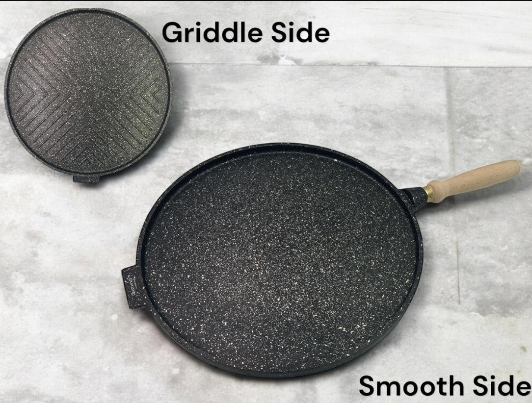 Dosthoff Granite Round Grill 36 cm with wooden handle