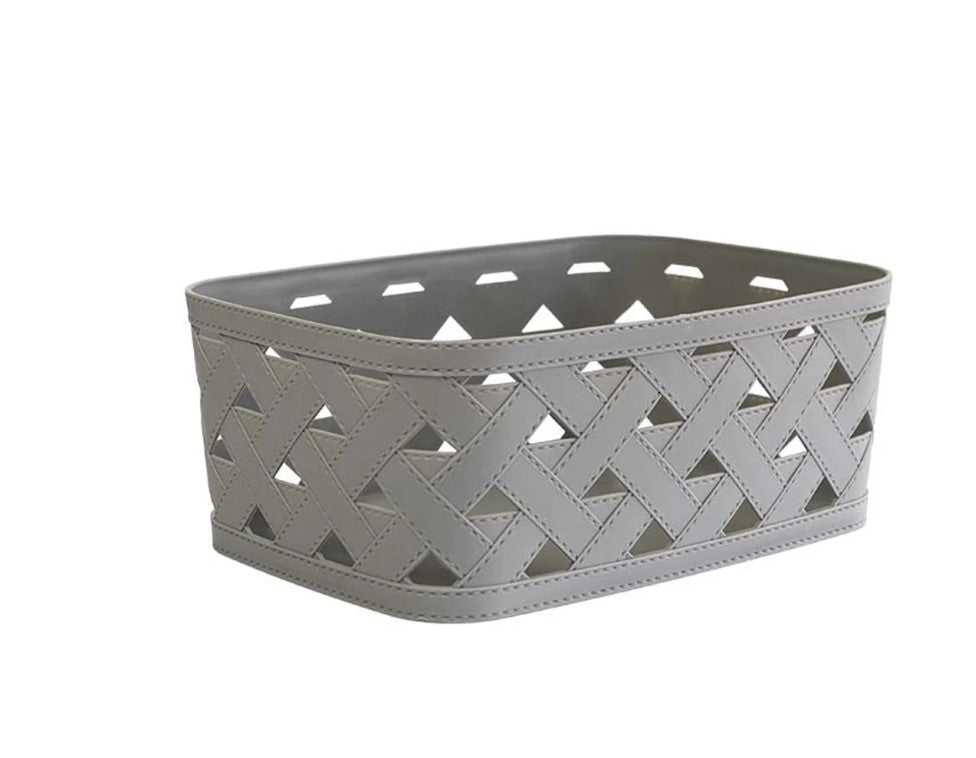 DecoBella Leather Textured Plastic Basket 33 cm
