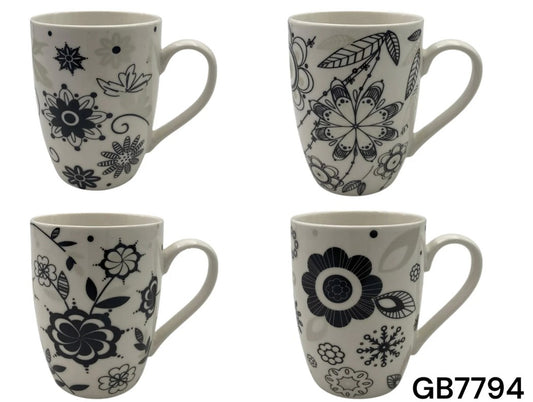 Porcelain Mug with Black and Silver Designs