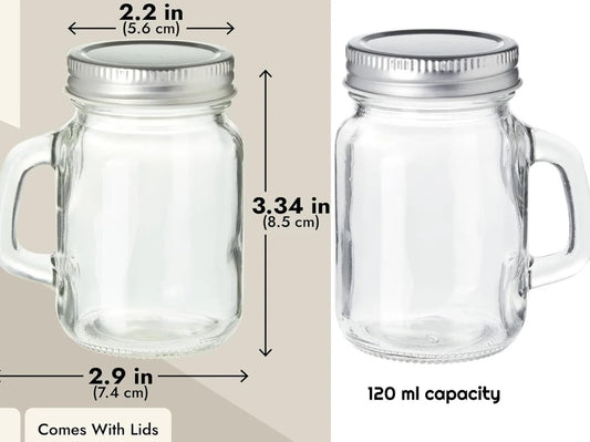 Small Mason Glass Jar 120 ml X2