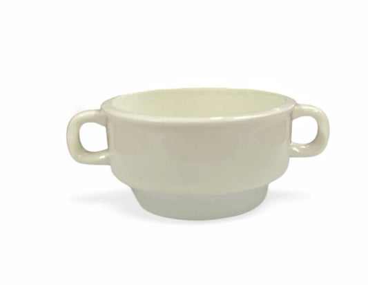 Porcelain bowl with handles full portion
