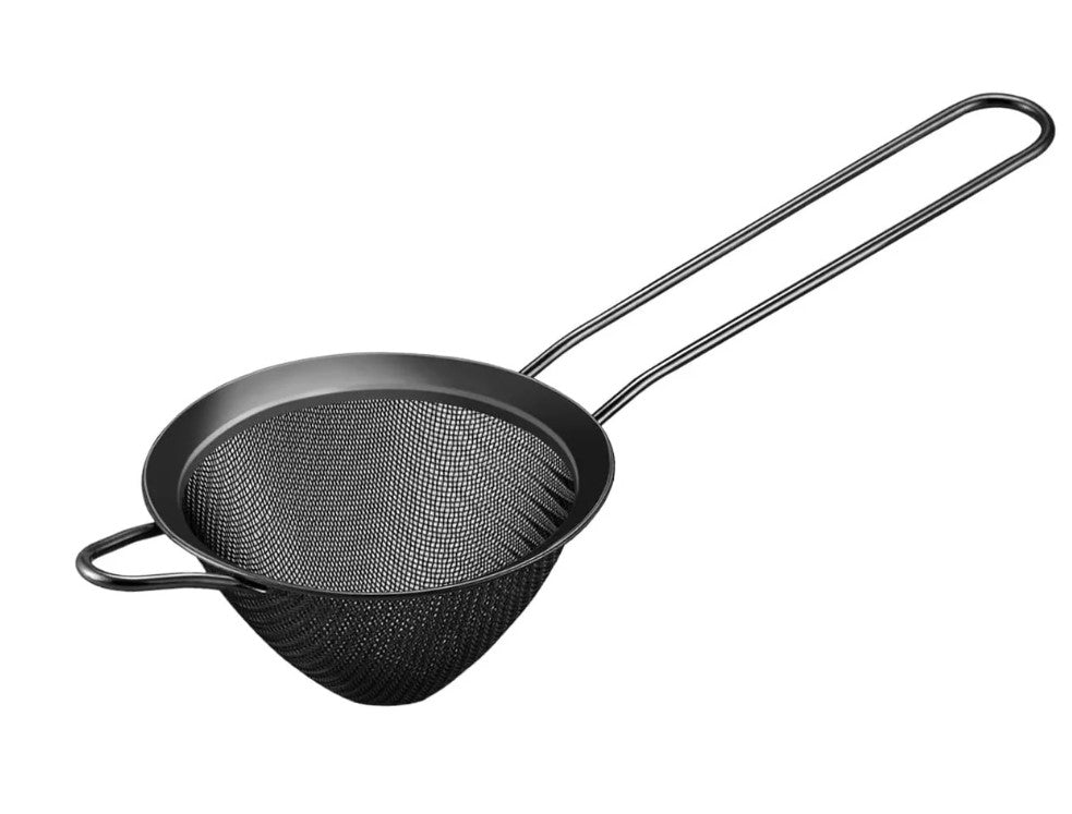 Matt Black Conical Fine Mesh SS Strainer 8.5 cm