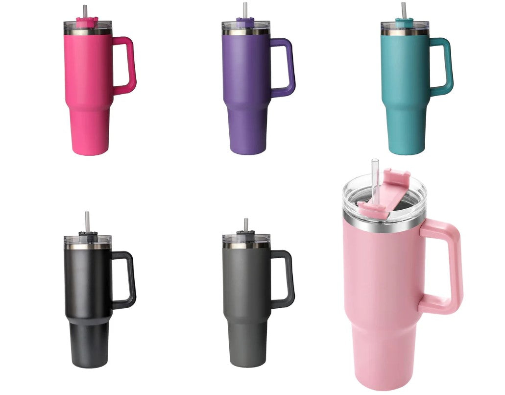 Large SS Tumbler with Handle and Straw 40 OZ 1200ml