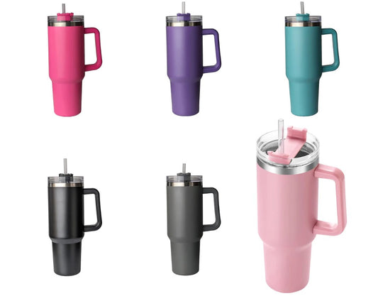 Large SS Tumbler with Handle and Straw 40 OZ 1200ml