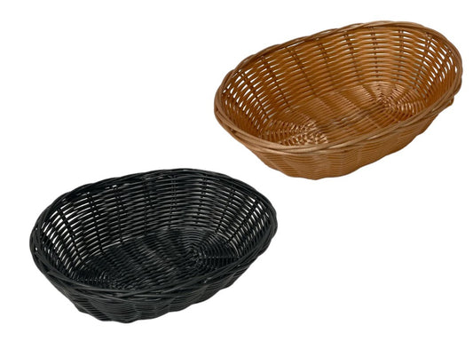 Oval woven bread basket 24 cm Plastic Woven Wicker