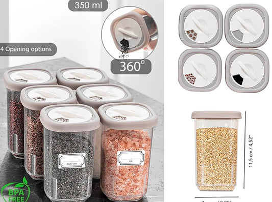 350 ml Plastic Spice Jar with 4 Opening Options