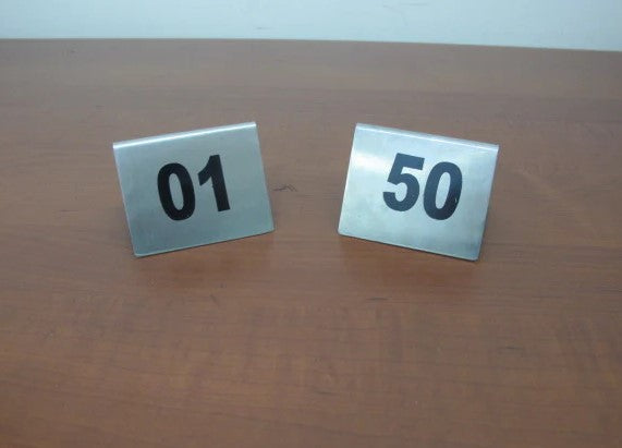Stainless steel table numbers from 1 to 50