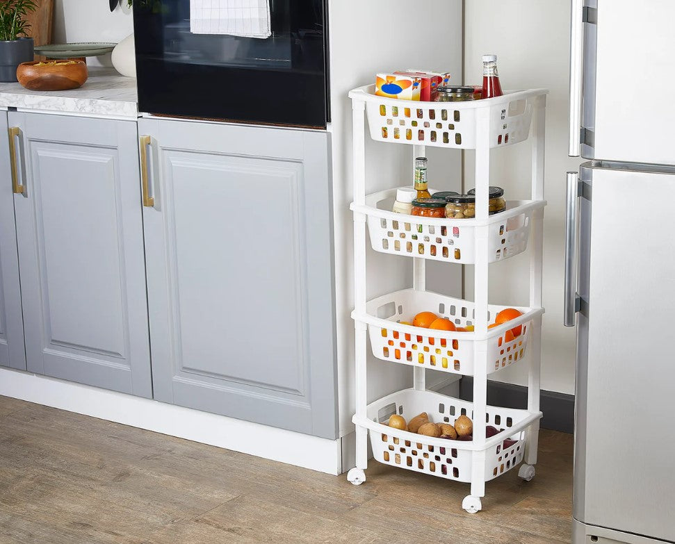 4 Tiers Large Slide-Out Rack Trolley Basket