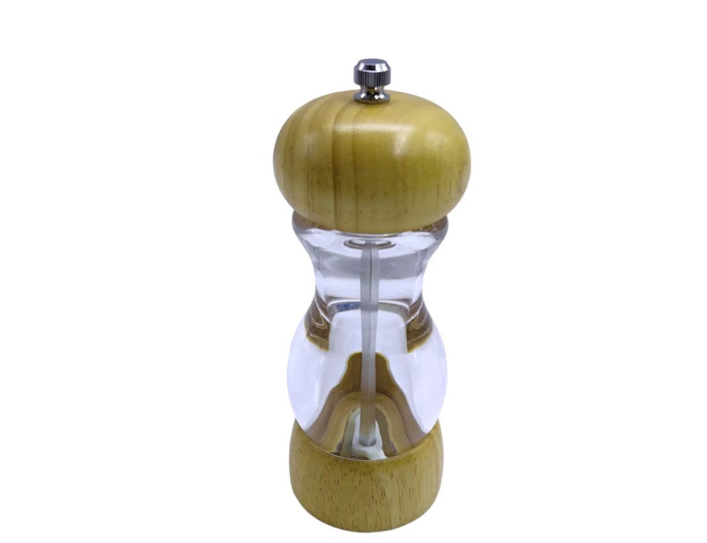 Acrylic+Wood Pepper Mill with Carbon Steel Grinder 16 cm