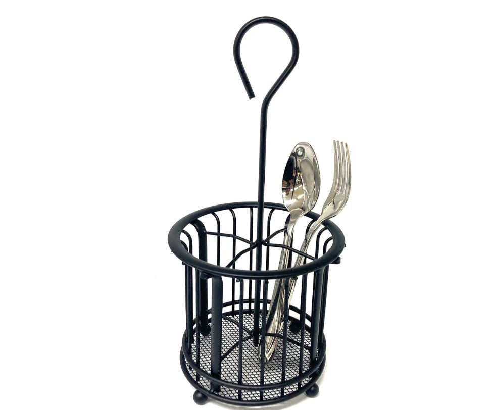 Matt Black Round Iron Cutlery Holder