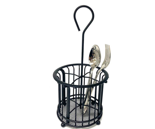 Matt Black Round Iron Cutlery Holder
