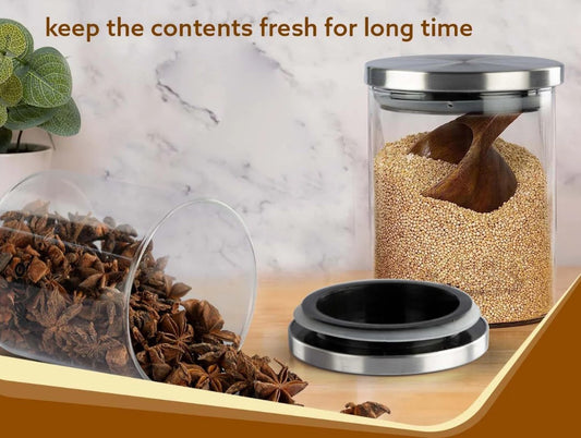 Small Borosilicate Glass Round Jar Stainless Steel Cover