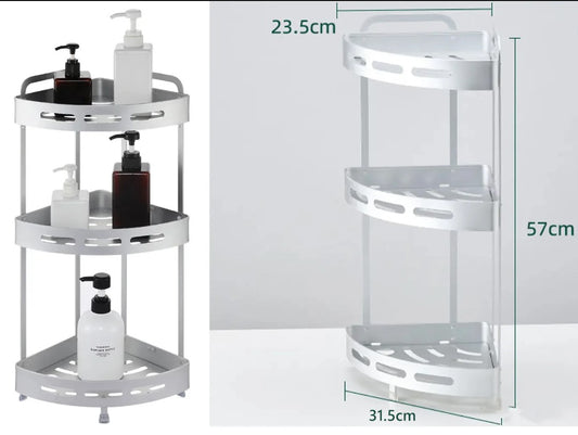3 Tiers Aluminum Corner Shower Bathroom Shelve