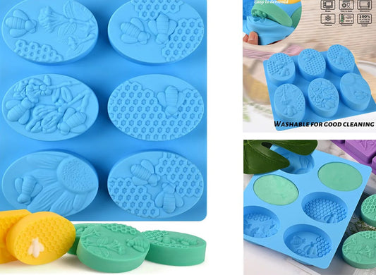 Oval Honey Bee Shape Silicone Mold for Soap